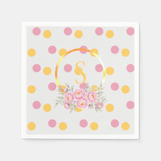Birthday Paper Napkins Pink Watercolor Polka Dot Serviette (Vorderseite)