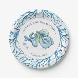 Birthday Paper Plate Boy Blue unter dem Meer Pappteller