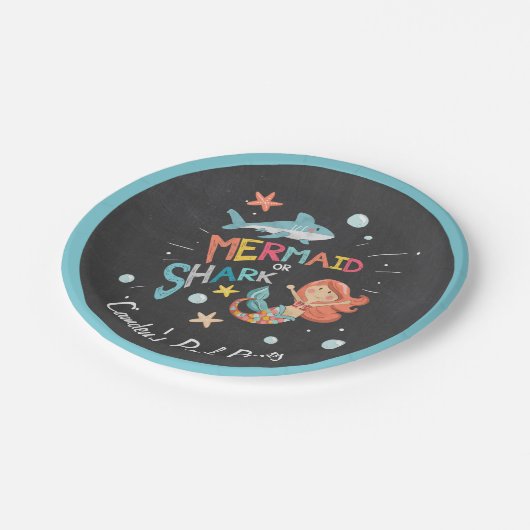 Birthday Paper Plate Pool Party für Haie oder Meer Pappteller (Schrägansicht)