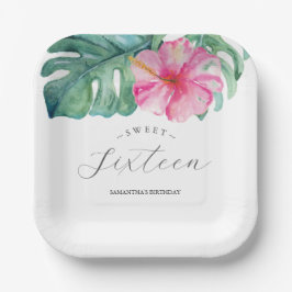 Birthday Paper Plates Sweet 16 Tropical Pappteller