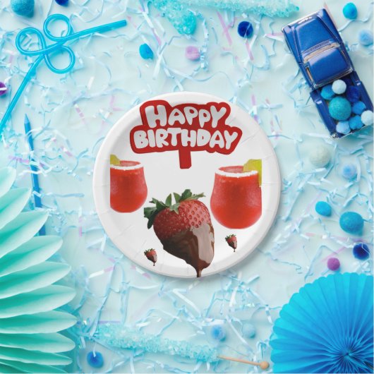 Birthday Paper Teller, Erdbeere Pappteller (Party)