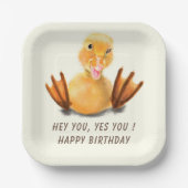 Birthday Paper Tellers Funny Playful Winking Duck Pappteller (Vorderseite)