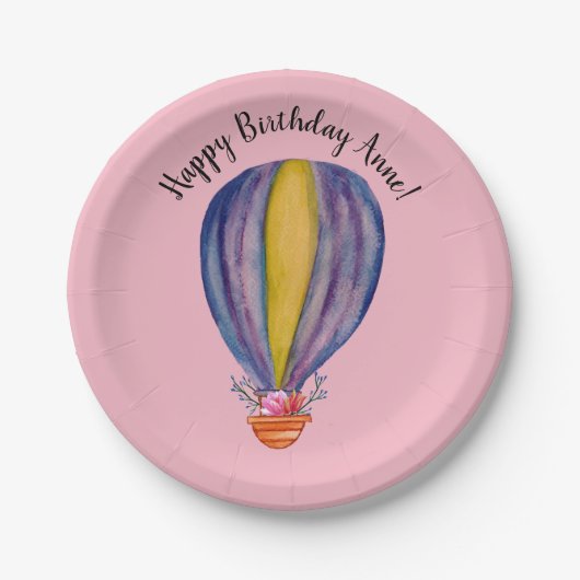 Birthday Paper Tellers Hot Air Baloon Pappteller (Vorderseite)