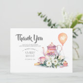 Birthday Par-Tea Floral Vielen Dank Dankeskarte (Stehend Vorderseite)