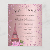 Birthday Paris rot pink Eiffel Einladung zum Budge Flyer (Vorne)
