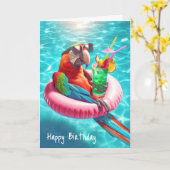 Birthday Parrot mit Drink Karte (Gelbe Blume)