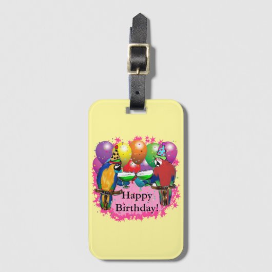 BIRTHDAY PARROTS GEPÄCKANHÄNGER (Vorderseite Vertikal)