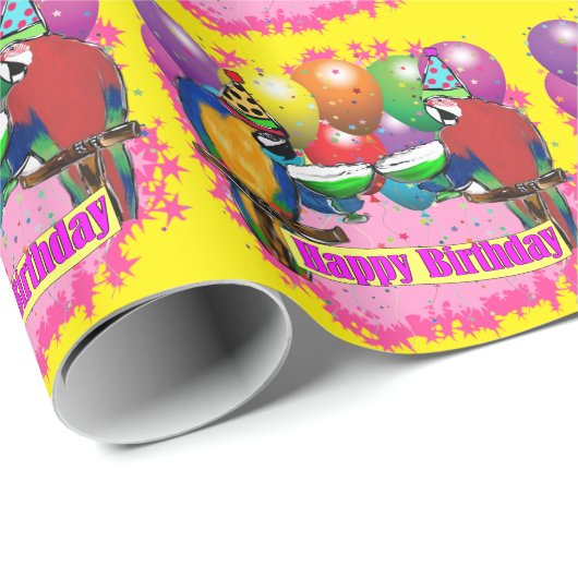 BIRTHDAY PARROTS GESCHENKPAPIER (Rolleneckpunkt)