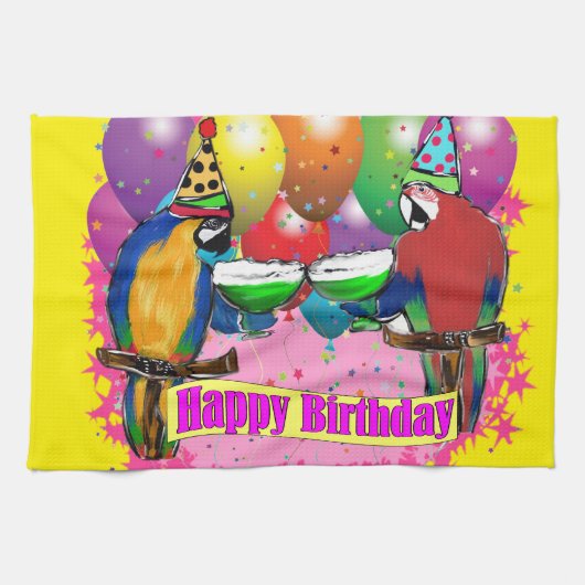 BIRTHDAY PARROTS HANDTUCH (Horizontal)