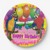 BIRTHDAY PARROTS PAPPTELLER (Vorderseite)