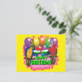 BIRTHDAY PARROTS POSTKARTE (Stehend Vorderseite)