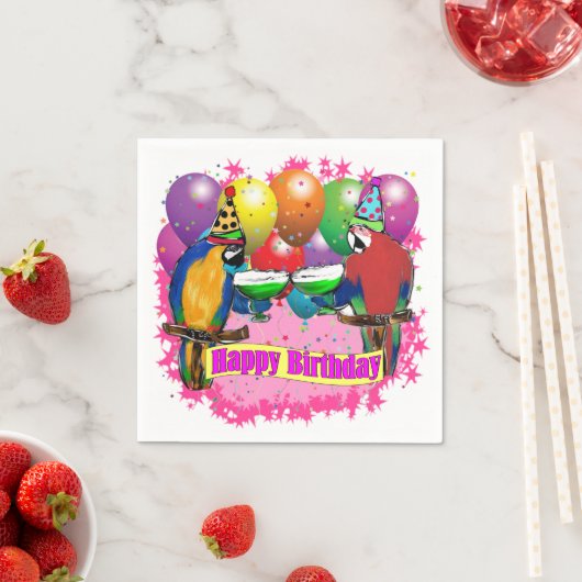 BIRTHDAY PARROTS SERVIETTE (Beispiel)