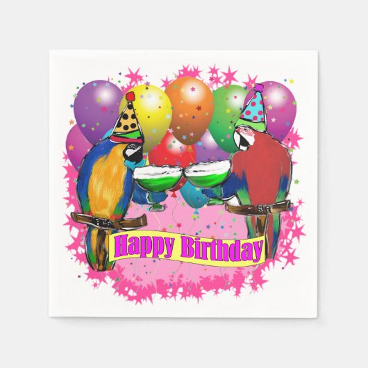 BIRTHDAY PARROTS SERVIETTE (Vorderseite)