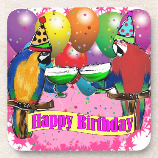 BIRTHDAY PARROTS UNTERSETZER (Vorderseite)