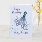 Birthday Partner Fun Romantischer Octopus Spaß Karte (Gelbe Blume)