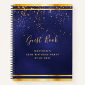 Birthday Party 50 Dunkelblau Gold Gästebuch Notizblock (Vorderseite)