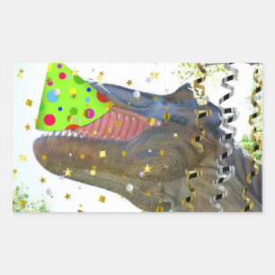 Birthday Party Animal Dinosaurier Rechteckiger Aufkleber