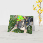 Birthday Party Animal German Shepherd Karte (Gelbe Blume)
