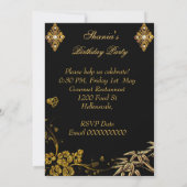 Birthday Party Asian View Gold Bamboo Red Einladung (Rückseite)