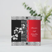 Birthday Party Asiatische Rote Kirsche Blüten Einladung (Stehend Vorderseite)