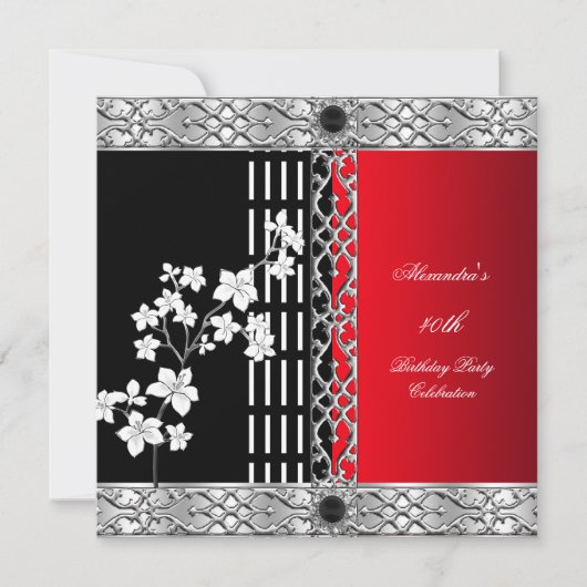 Birthday Party Asiatische Rote Kirsche Blüten Einladung (Vorderseite)