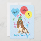 Birthday Party Ballons Basset Hound Einladung (Vorderseite)