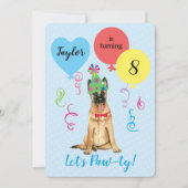 Birthday Party Ballons Belgisch Malinois Einladung (Vorderseite)