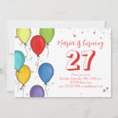 Birthday Party Ballons Confetti QR Code Facebook Einladung (Vorderseite)