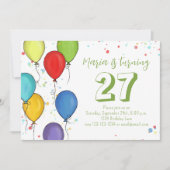 Birthday Party Ballons Confetti QR Code Facebook Einladung (Vorderseite)
