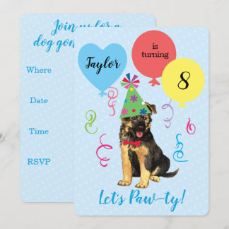 Birthday Party Ballons German Shepherd Einladung