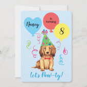 Birthday Party Ballons Langhaarige Dackel Einladung (Vorderseite)