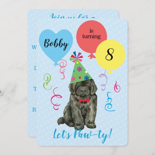 Birthday Party Ballons Neufundland Einladung (Vorne/Hinten)