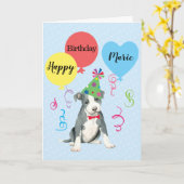 Birthday Party Ballons Pit Bull Terrier Karte (Gelbe Blume)