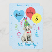 Birthday Party Ballons Weimaraner Einladung (Vorne/Hinten)