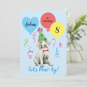 Birthday Party Ballons Weimaraner Einladung (Stehend Vorderseite)