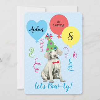 Birthday Party Ballons Weimaraner Einladung