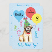 Birthday Party Ballons Wheaten Terrier Einladung (Vorne/Hinten)