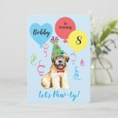 Birthday Party Ballons Wheaten Terrier Einladung (Stehend Vorderseite)