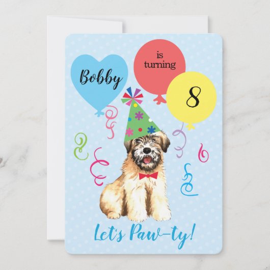 Birthday Party Ballons Wheaten Terrier Einladung (Vorderseite)