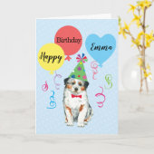 Birthday Party Balloons Australian Shepherd Karte (Gelbe Blume)