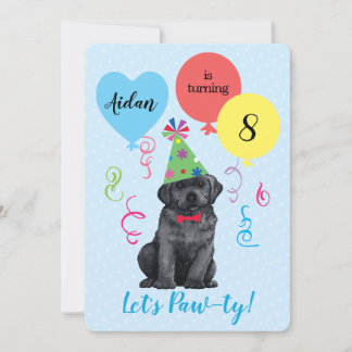 Birthday Party Balloons Black Lab Einladung