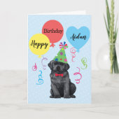 Birthday Party Balloons Black Lab Karte (Vorderseite)