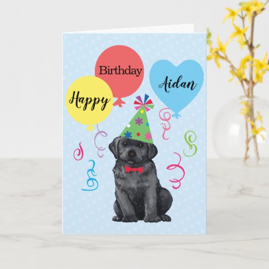 Birthday Party Balloons Black Lab Karte (Gelbe Blume)