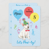 Birthday Party Balloons Bull Terrier Einladung (Vorne/Hinten)