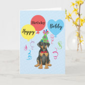 Birthday Party Balloons Doberman Card Karte (Gelbe Blume)