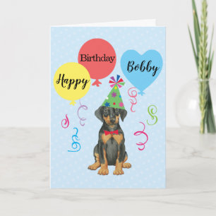 Birthday Party Balloons Doberman Card Karte