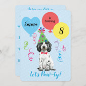 Birthday Party Balloons English Cocker Spaniel Einladung (Vorne/Hinten)