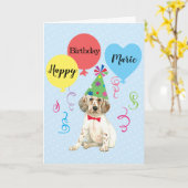 Birthday Party Balloons English Setter Card Karte (Gelbe Blume)