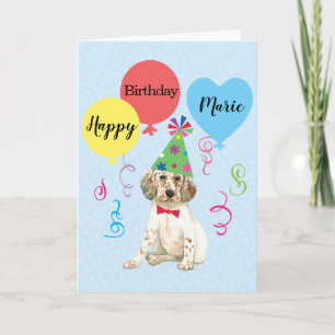 Birthday Party Balloons English Setter Card Karte