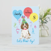 Birthday Party Balloons English Springer Spaniel Einladung (Stehend Vorderseite)